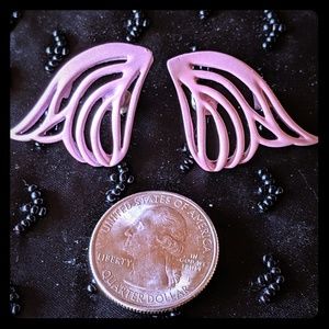 Vintage 1980's Angel Wing Statement Stud Earrings